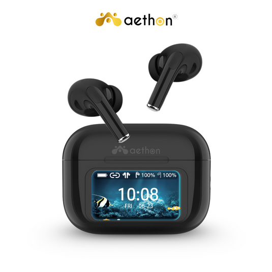 Aethon VisionBuds Pro Smart ANC Touch Screen Gaming TWS Bluetooth Earbuds With App