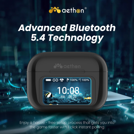 Aethon VisionBuds Pro Smart ANC Touch Screen Gaming TWS Bluetooth Earbuds With App
