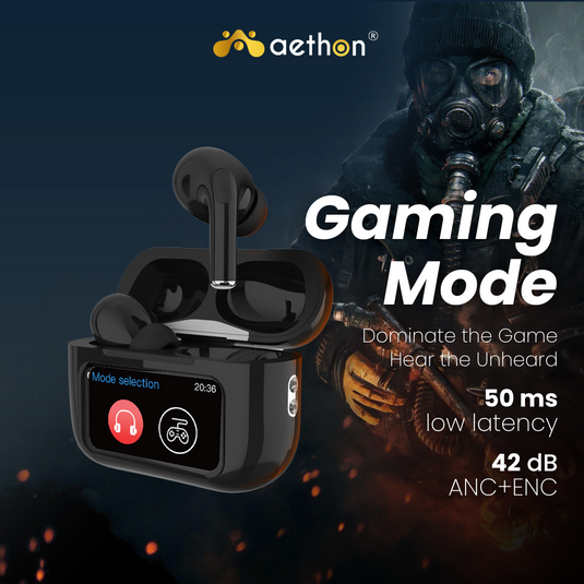 Aethon VisionBuds Pro Smart ANC Touch Screen Gaming TWS Bluetooth Earbuds With App