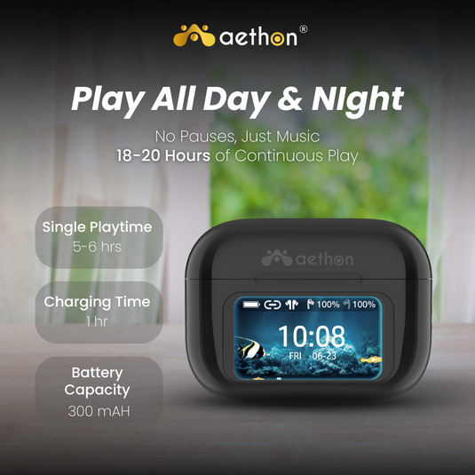 Aethon VisionBuds Pro Smart ANC Touch Screen Gaming TWS Bluetooth Earbuds With App