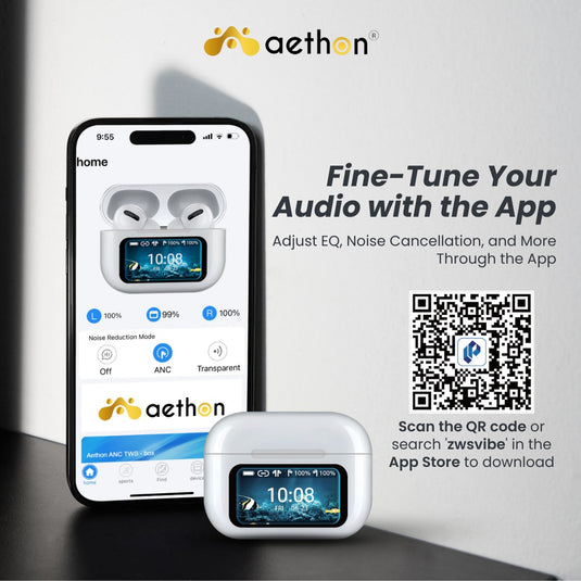 Aethon VisionBuds Pro Smart ANC Touch Screen Gaming TWS Bluetooth Earbuds With App