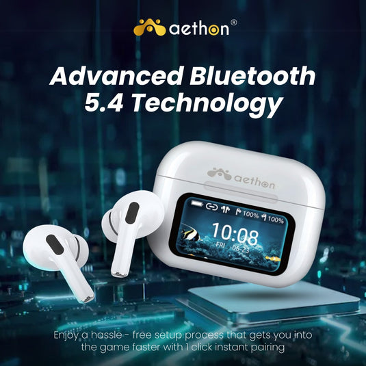 Aethon VisionBuds Pro Smart ANC Touch Screen Gaming TWS Bluetooth Earbuds With App
