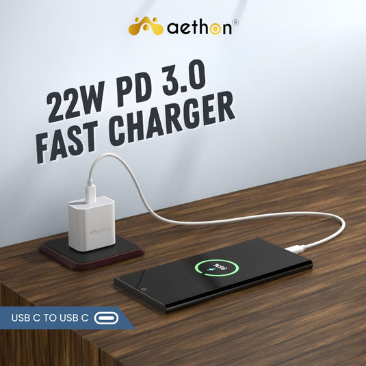Aethon VOLTX 22 | 22W Charger | Fast Charging | Heat & Short Circuit Protection with 1.5M Braided Cable