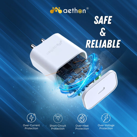 Aethon VOLTX 22 | 22W Charger | Fast Charging | Heat & Short Circuit Protection with 1.5M Braided Cable