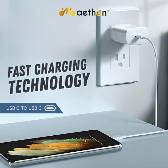 Aethon VOLTX 25 | 25W Fast Charging Wall Charger | Power Delivery 3.0 with 1.5M Braided Cable