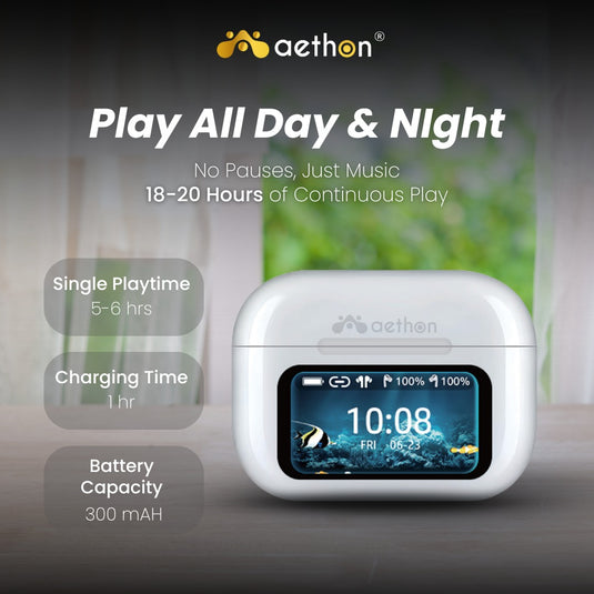 Aethon VisionBuds Pro Smart ANC Touch Screen Gaming TWS Bluetooth Earbuds With App