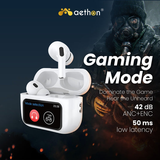 Aethon VisionBuds Pro Smart ANC Touch Screen Gaming TWS Bluetooth Earbuds With App