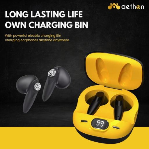 Aethon BeePods Bluetooth Headset  (Yellow, True Wireless)