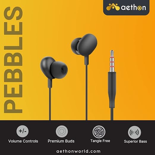 Aethon Pebbles Wired Earphones with Powerful Bass, Clean and Balanced Acoustic Sound